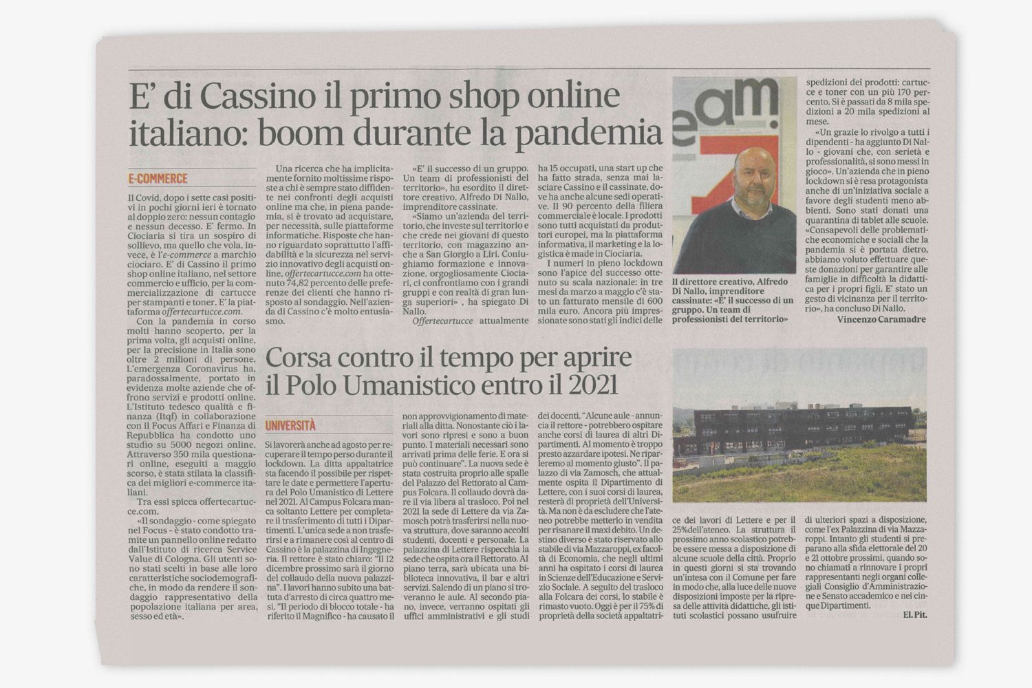 È di Cassino il primo shop online italiano: boom durante la pandemia​