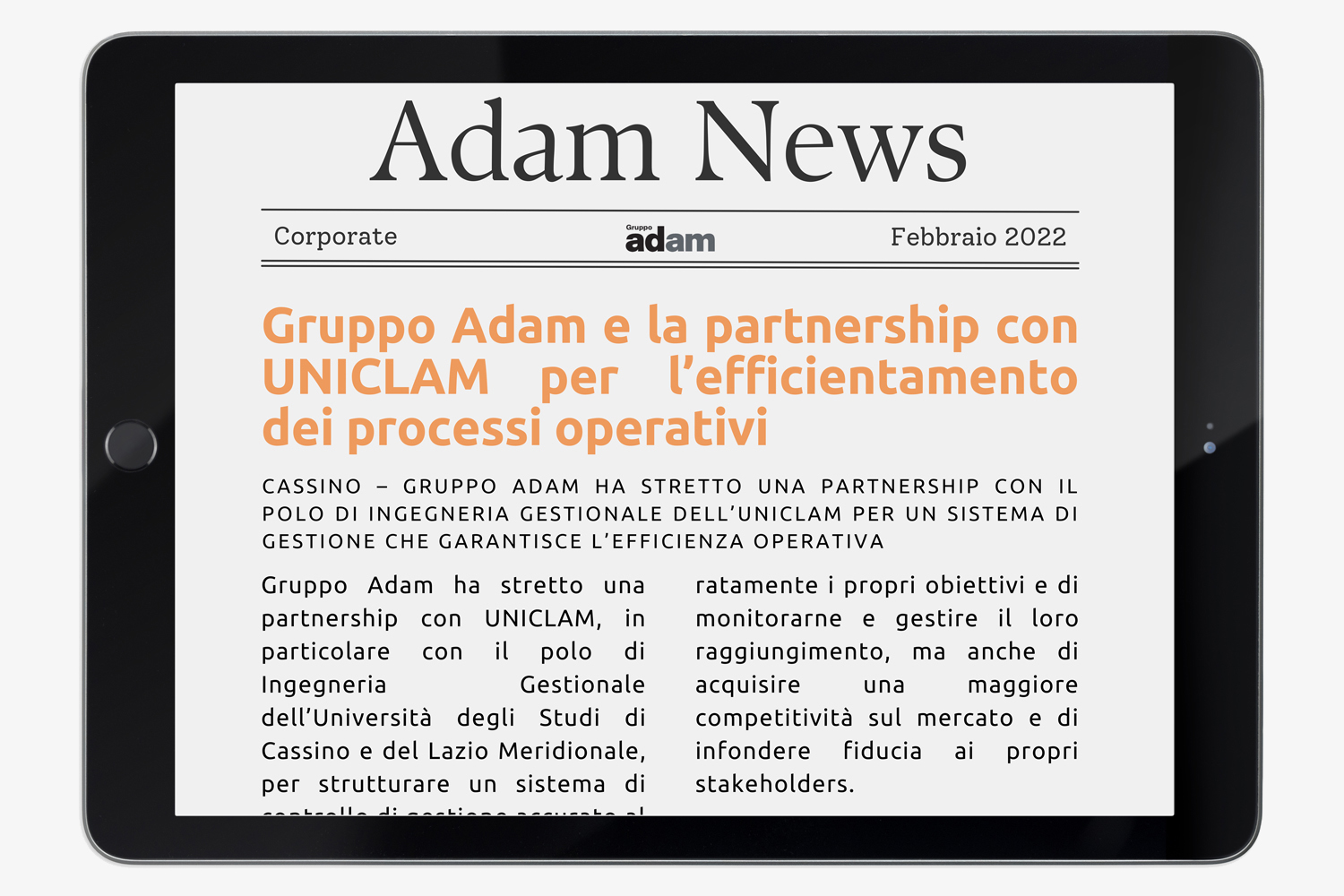 Gruppo Adam e la partnership con UNICLAM per l'efficientamento dei processi operativi