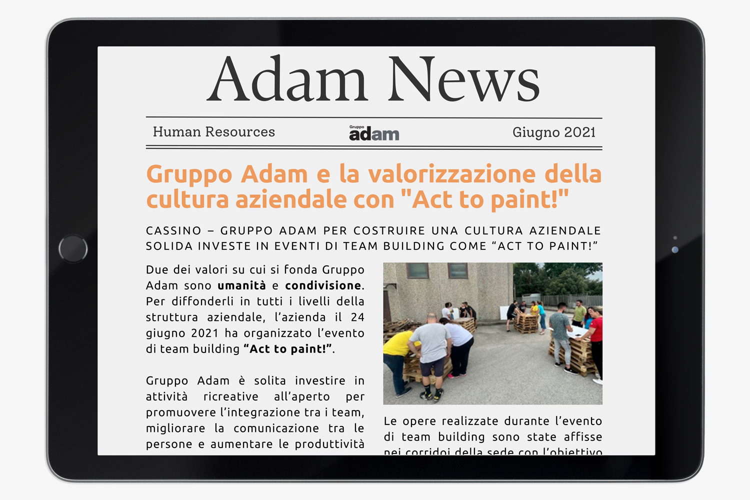 Gruppo Adam e la valorizzazione della cultura aziendale con "Act to paint!"