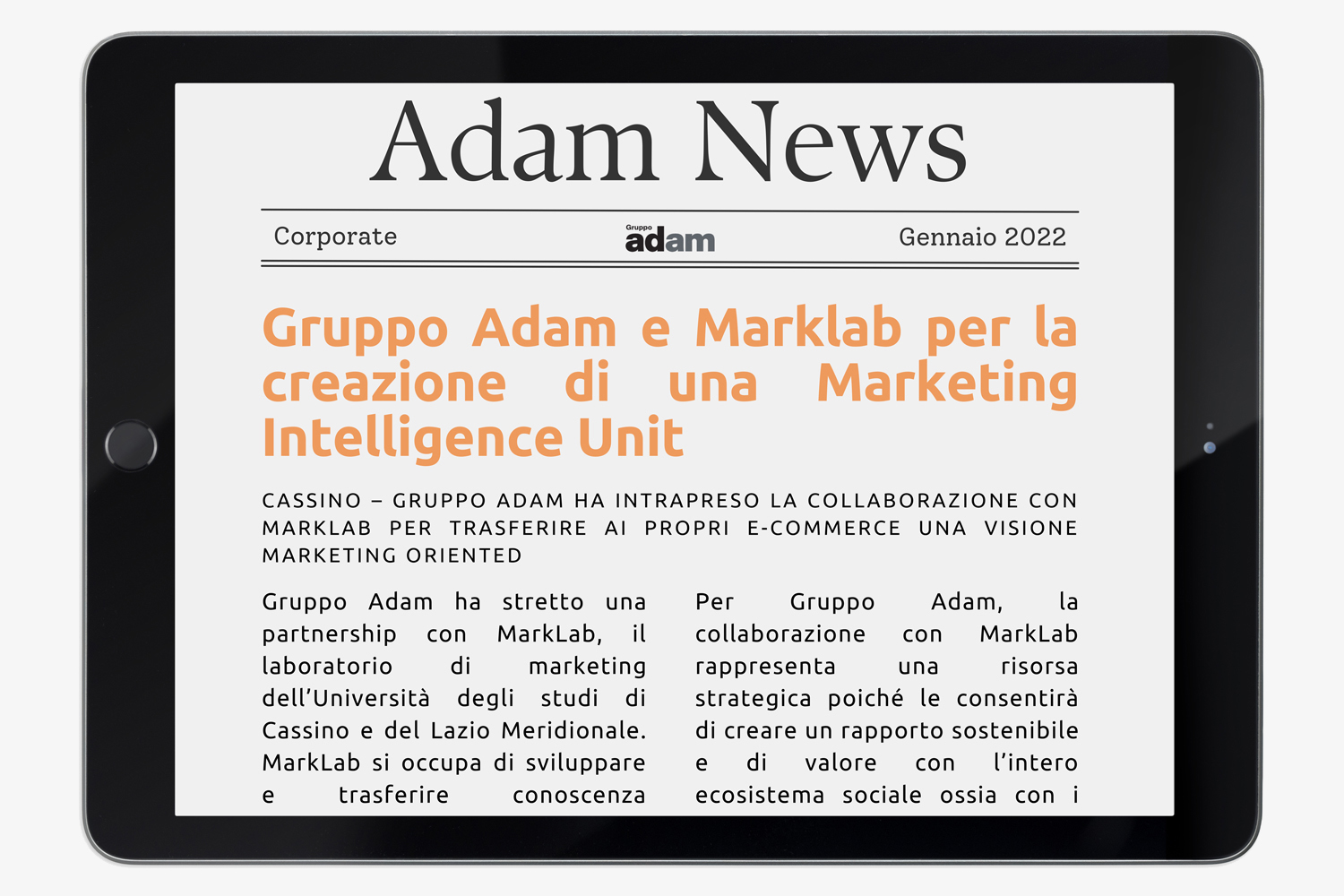 Gruppo Adam e Marklab per la creazione di una Marketing Intelligence Unit